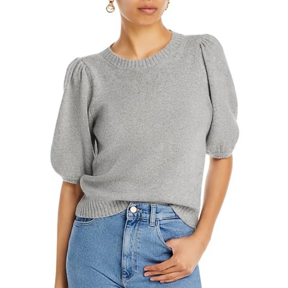 PAIGE Lucerne Cashmere Blend Puff Short Sleeve Sweater Top - Picture 1 of 10